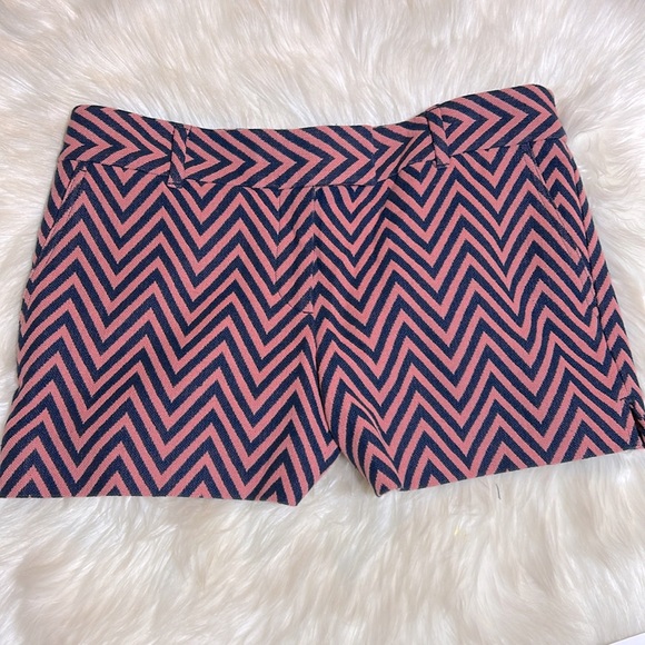 LOFT Pants - #0188- NWT LOFT Riviera Pink & Navy Slant Picket Chevron Shorts-6